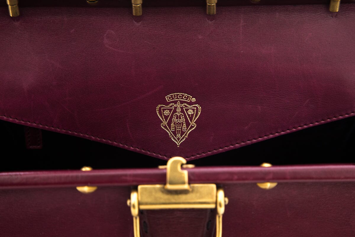 Gucci Vintage Maroon & Gold Tom Ford Era Handbag