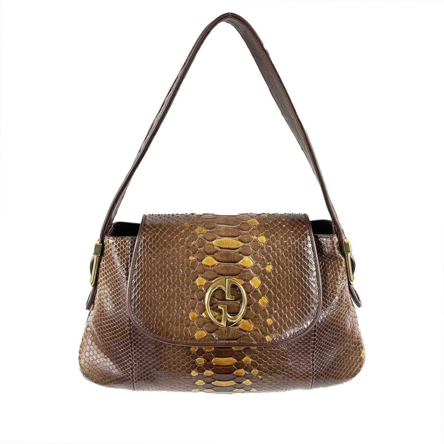 GUCCI - 1973 Python Metallic Accent Shoulder Bag