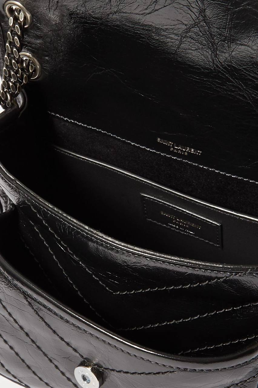 SAINT LAURENT NIKI Medium quilted crinkled glossed-leather shoulder bag