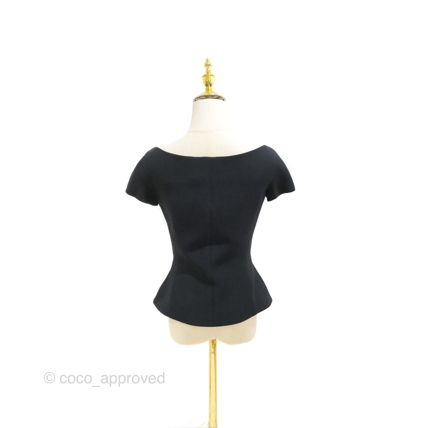 Christian Dior Off-The-Shoulder Double-Breasted Jacket Black Wool Silk Size 34