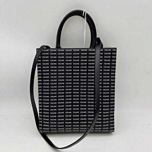 Céline Celine Small vertical Cabas Tote Canvas Tote Bag Black Cloth LA39597