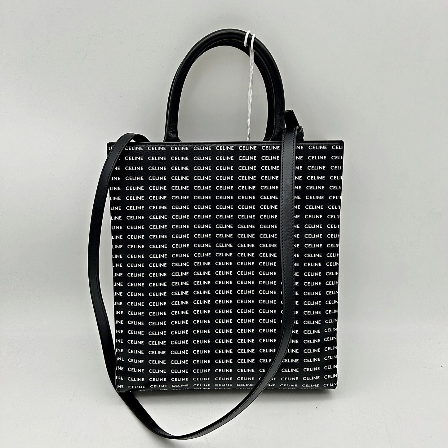 Céline Celine Small vertical Cabas Tote Canvas Tote Bag Black Cloth LA39597