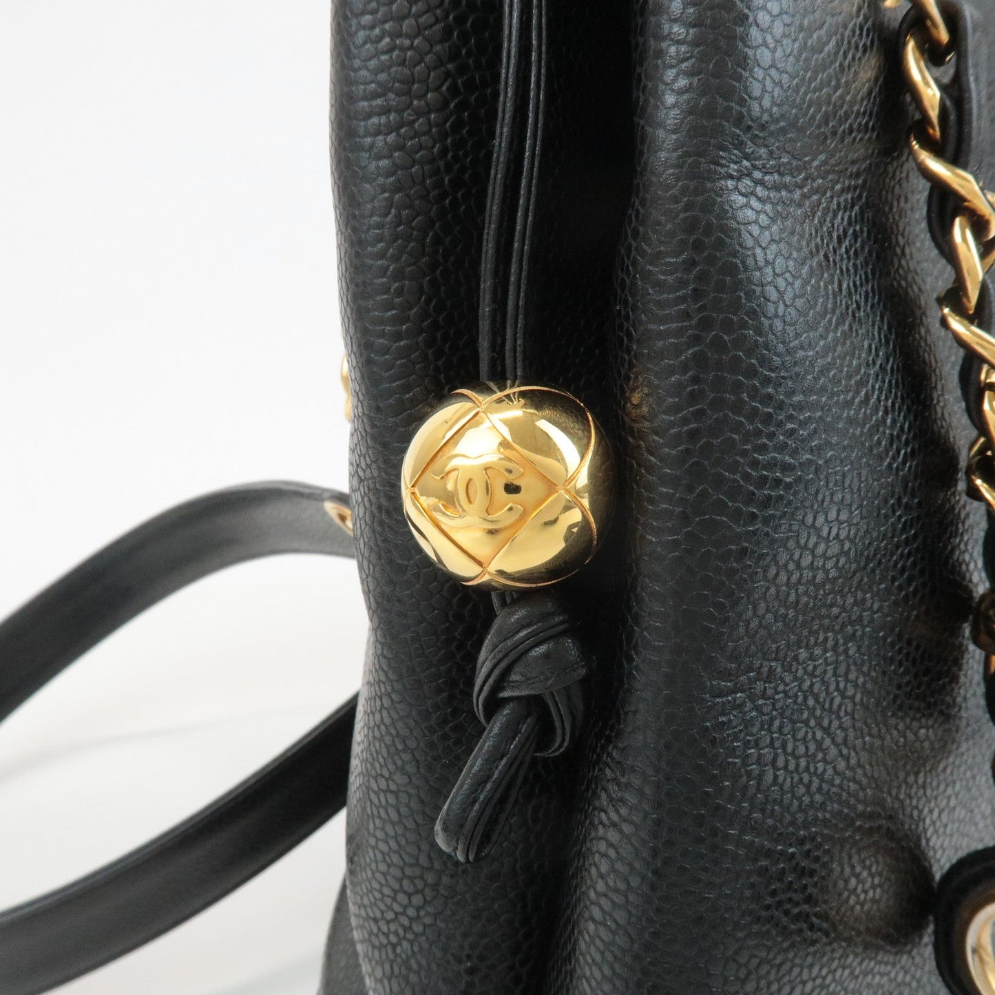 CHANEL COCO Mark Caviar Skin Chain Shoulder Bag Black