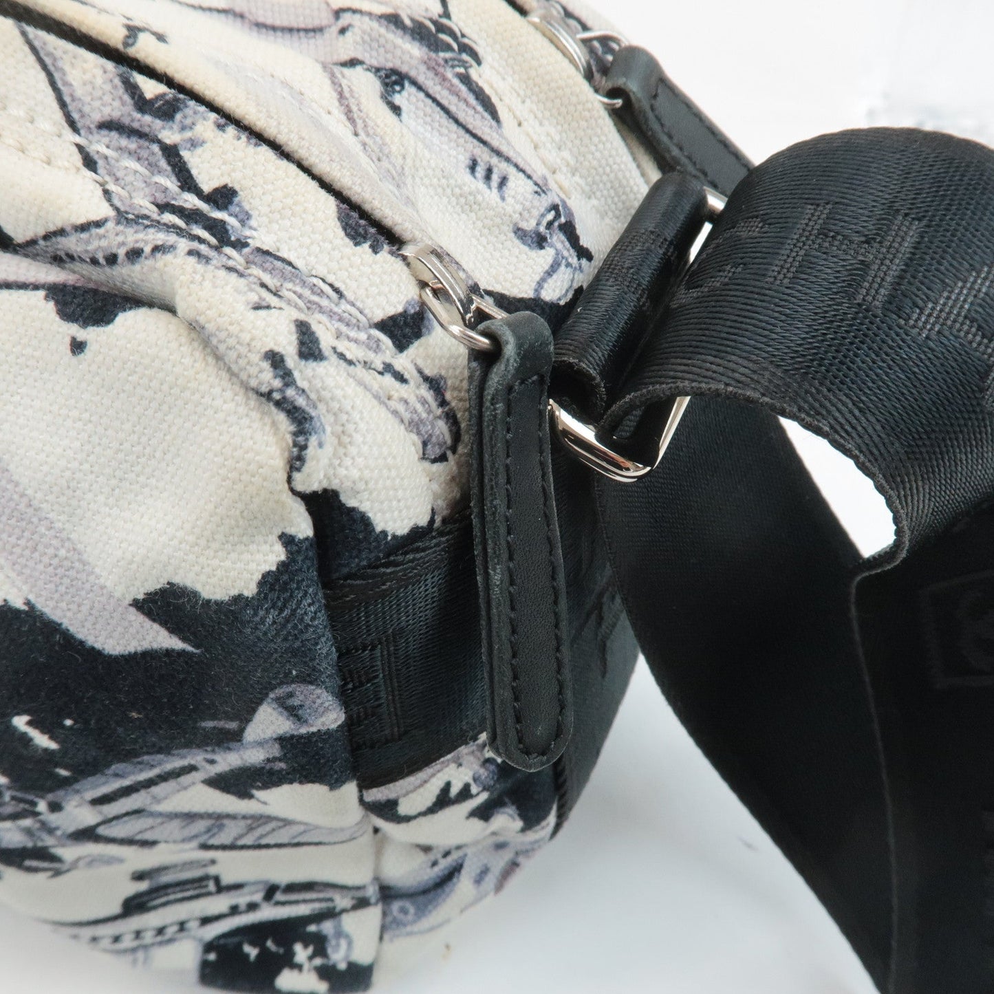 CHANEL Airline Canvas Leather Shoulder Bag Airplane Pattern