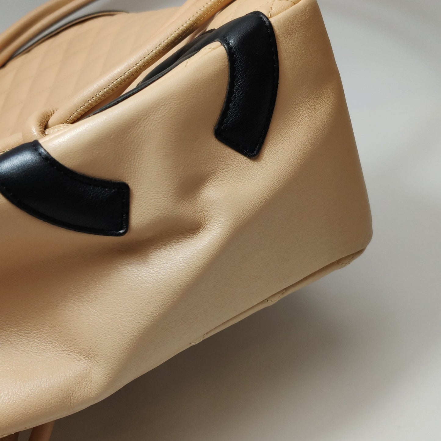Chanel Cambon Flap Maxi Beige Calfskin Leather Double Strap Shoulder Bag