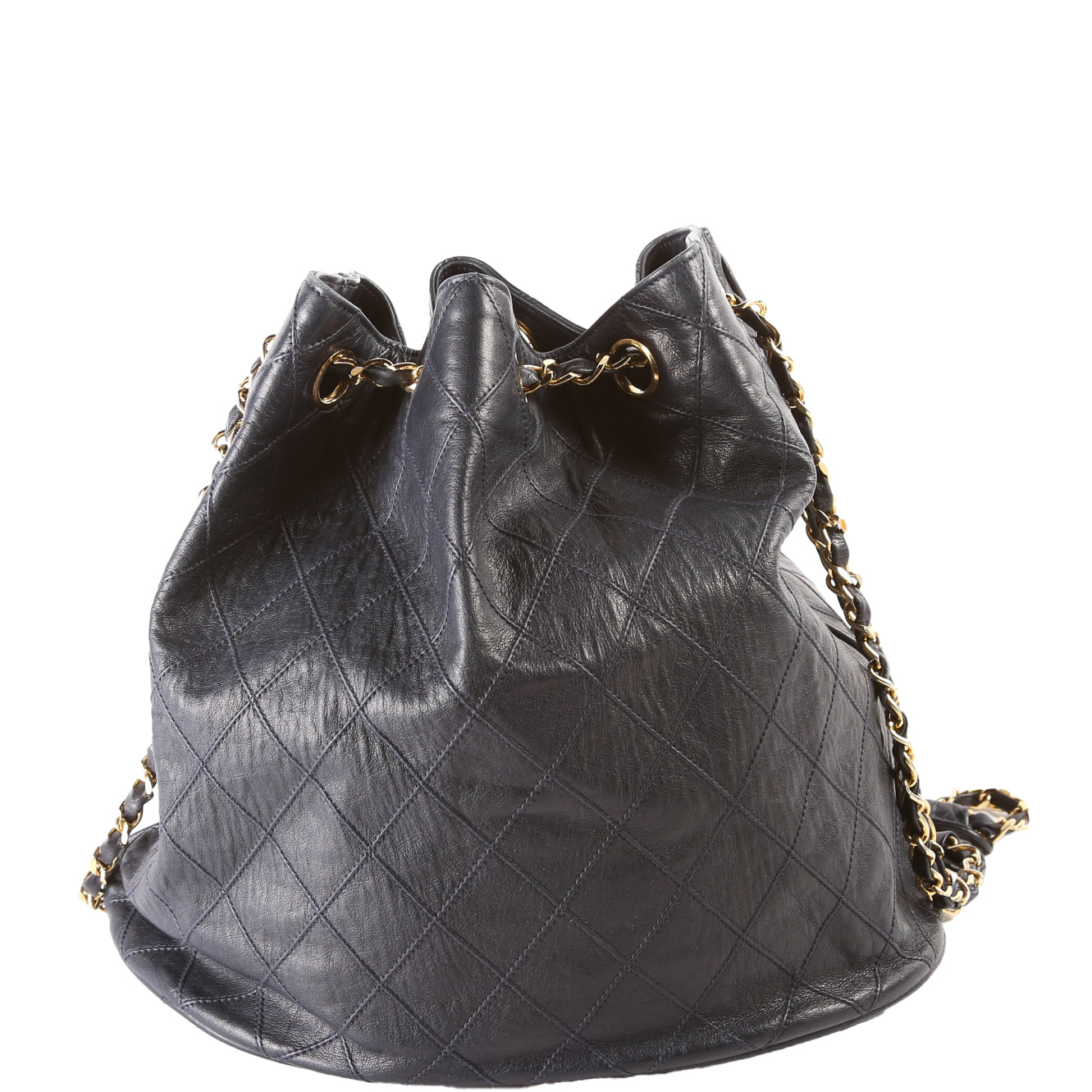 Bucket Chain Shoulder Bag Quilted Lambskin Vintage