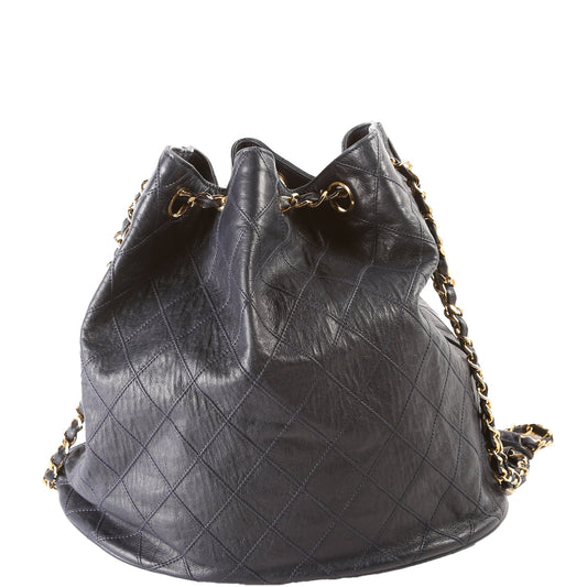 Bucket Chain Shoulder Bag Quilted Lambskin Vintage
