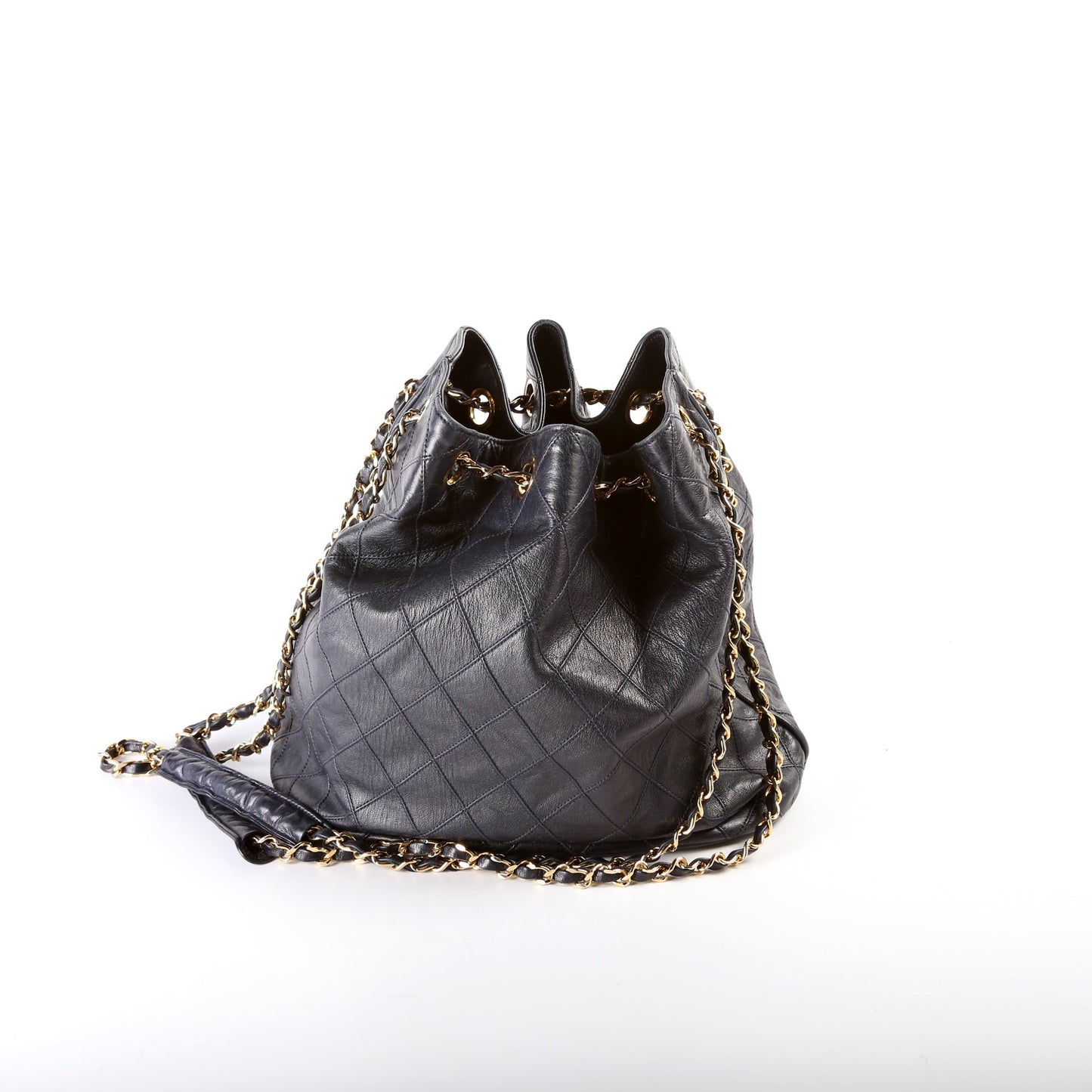 Bucket Chain Shoulder Bag Quilted Lambskin Vintage