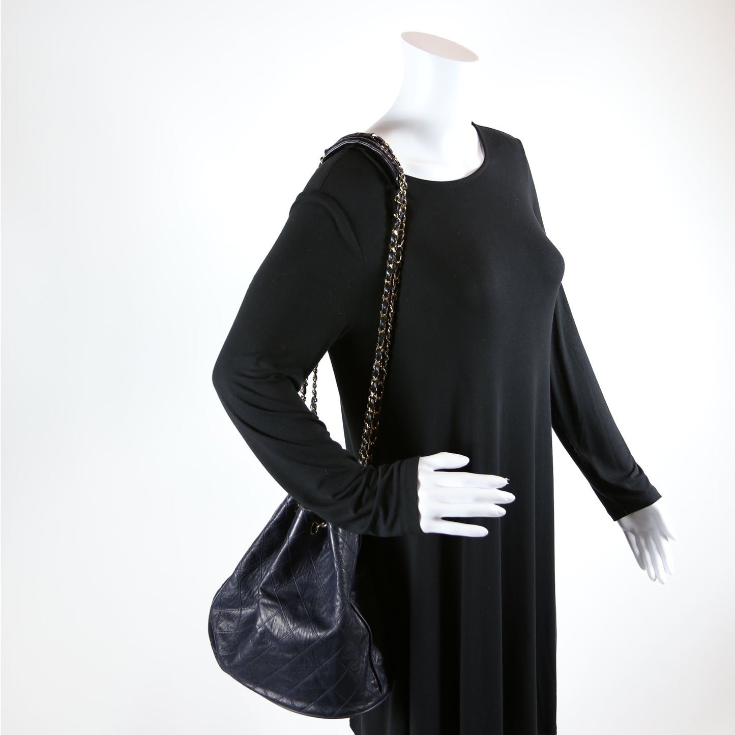 Bucket Chain Shoulder Bag Quilted Lambskin Vintage