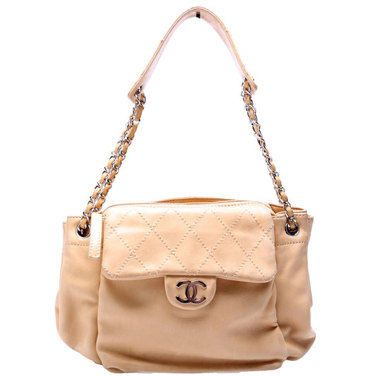 CC Pocket Accordion Shoulder Bag Lambskin 10M Tan
