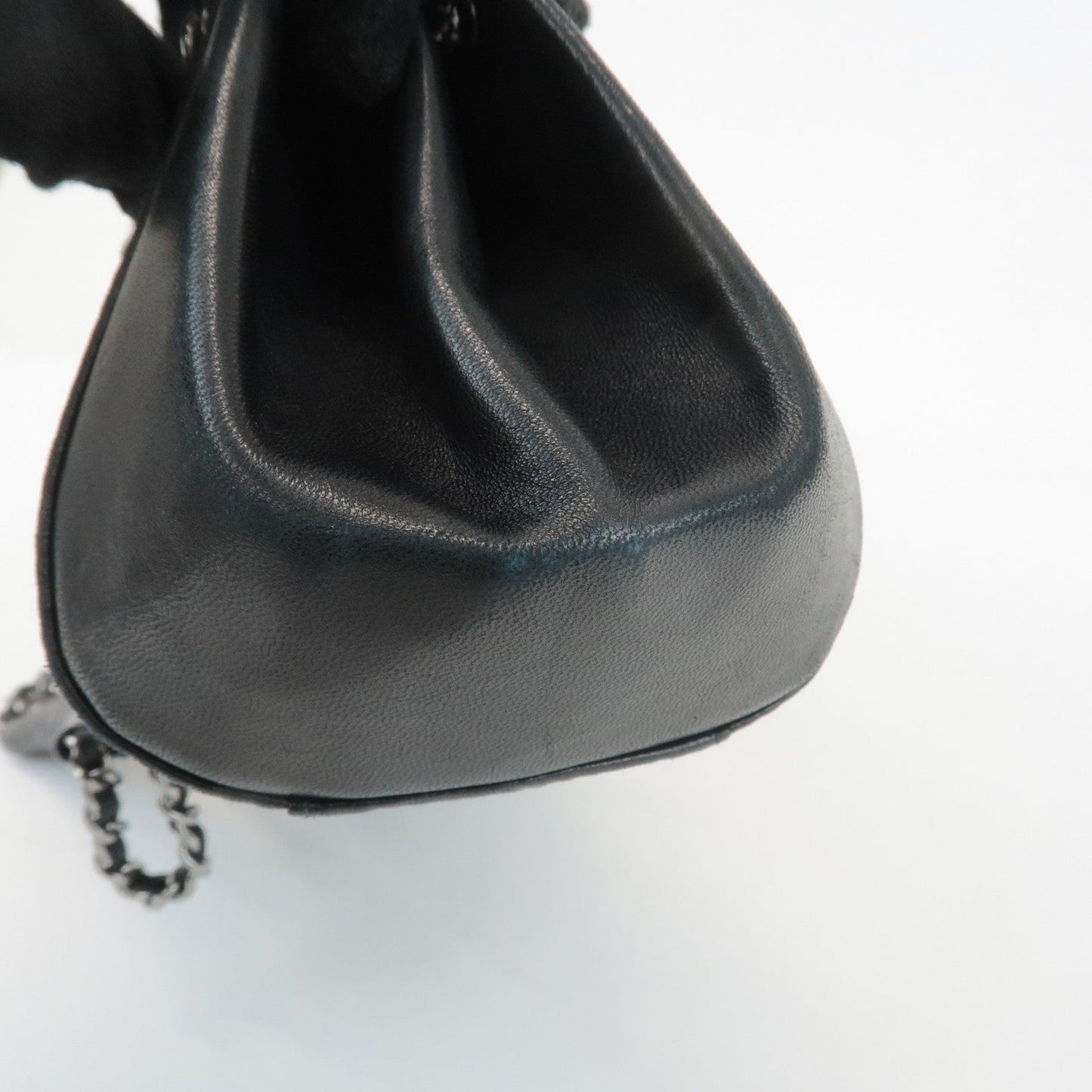 CHANEL Mademoiselle Lamb Skin Chain Shoulder Bag Hand Bag Black