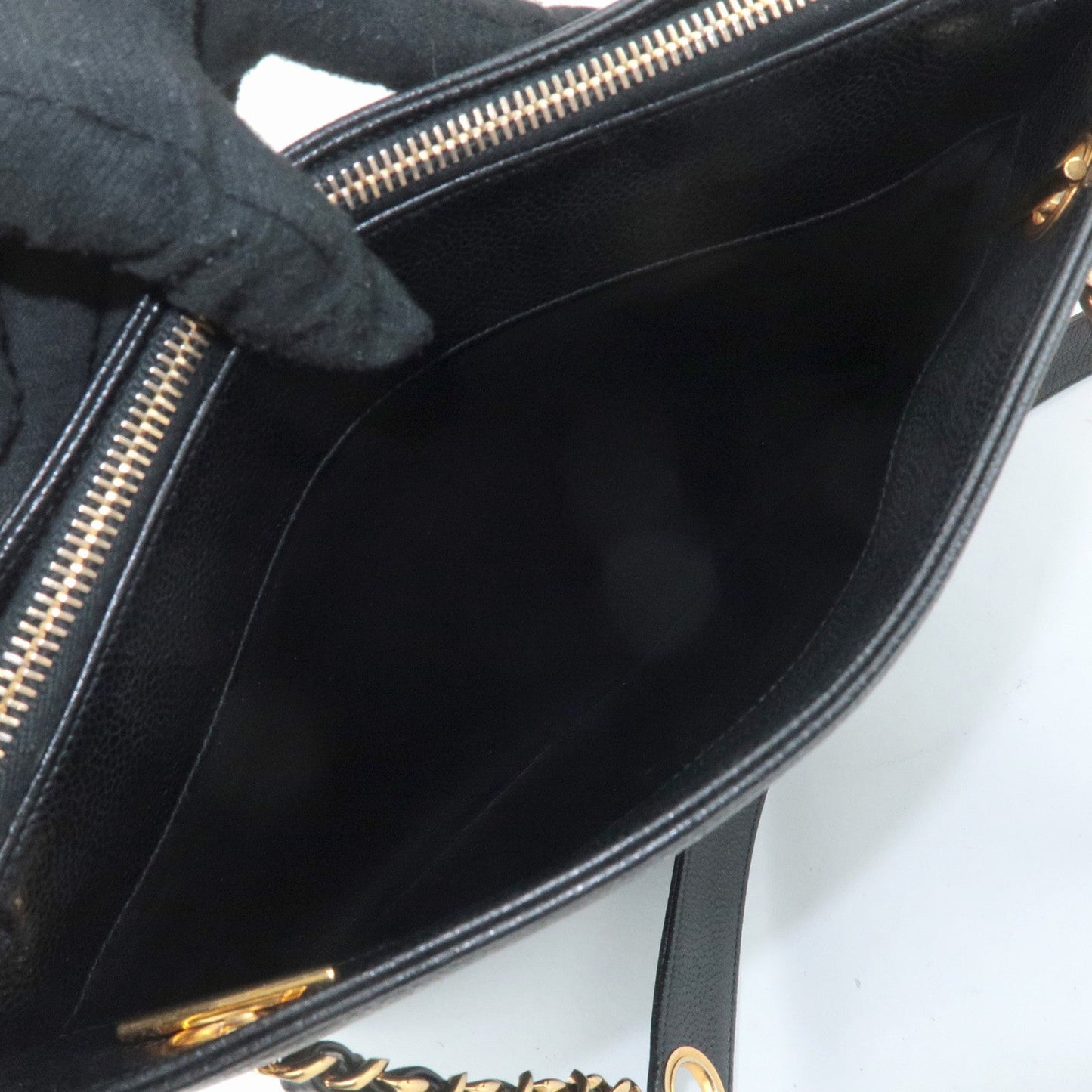 CHANEL COCO Mark Caviar Skin Chain Shoulder Bag Black