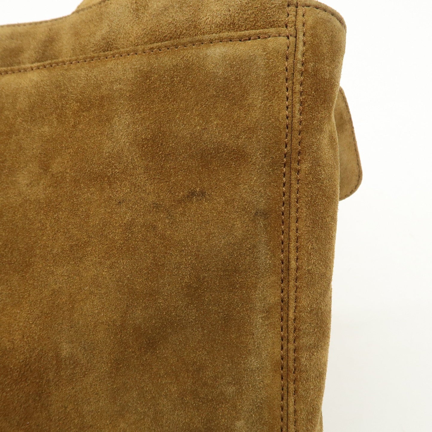 CHANEL Logo Suede Tote Bag Shoulder Bag Brown