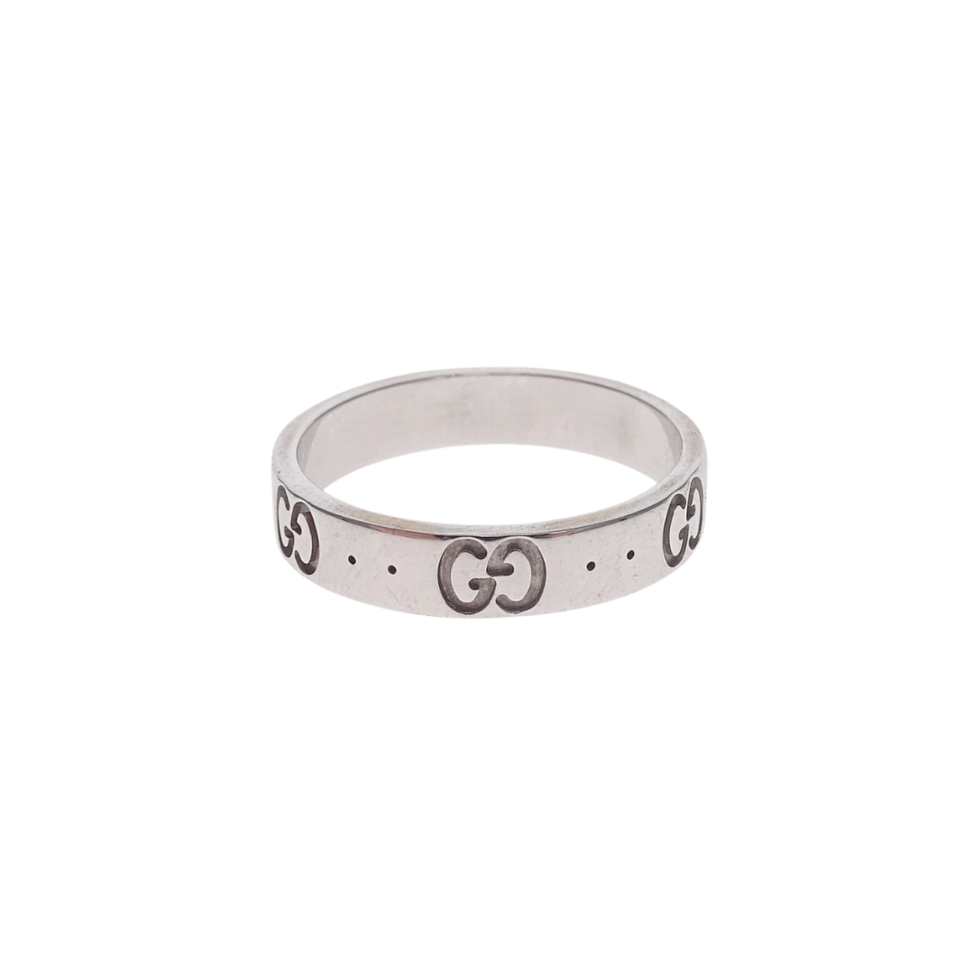 Gucci 18K White Gold Icon Band Small Ring