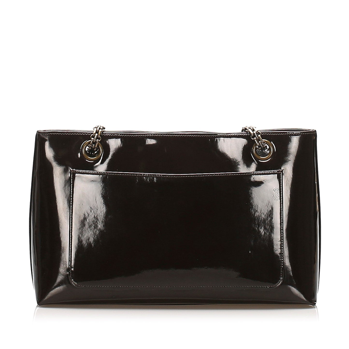 CC Chain Patent Leather Shoulder Bag Brown