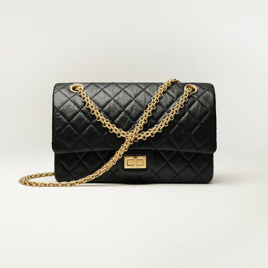 Chanel Aged Calfskin & Gold-Tone Metal Black
