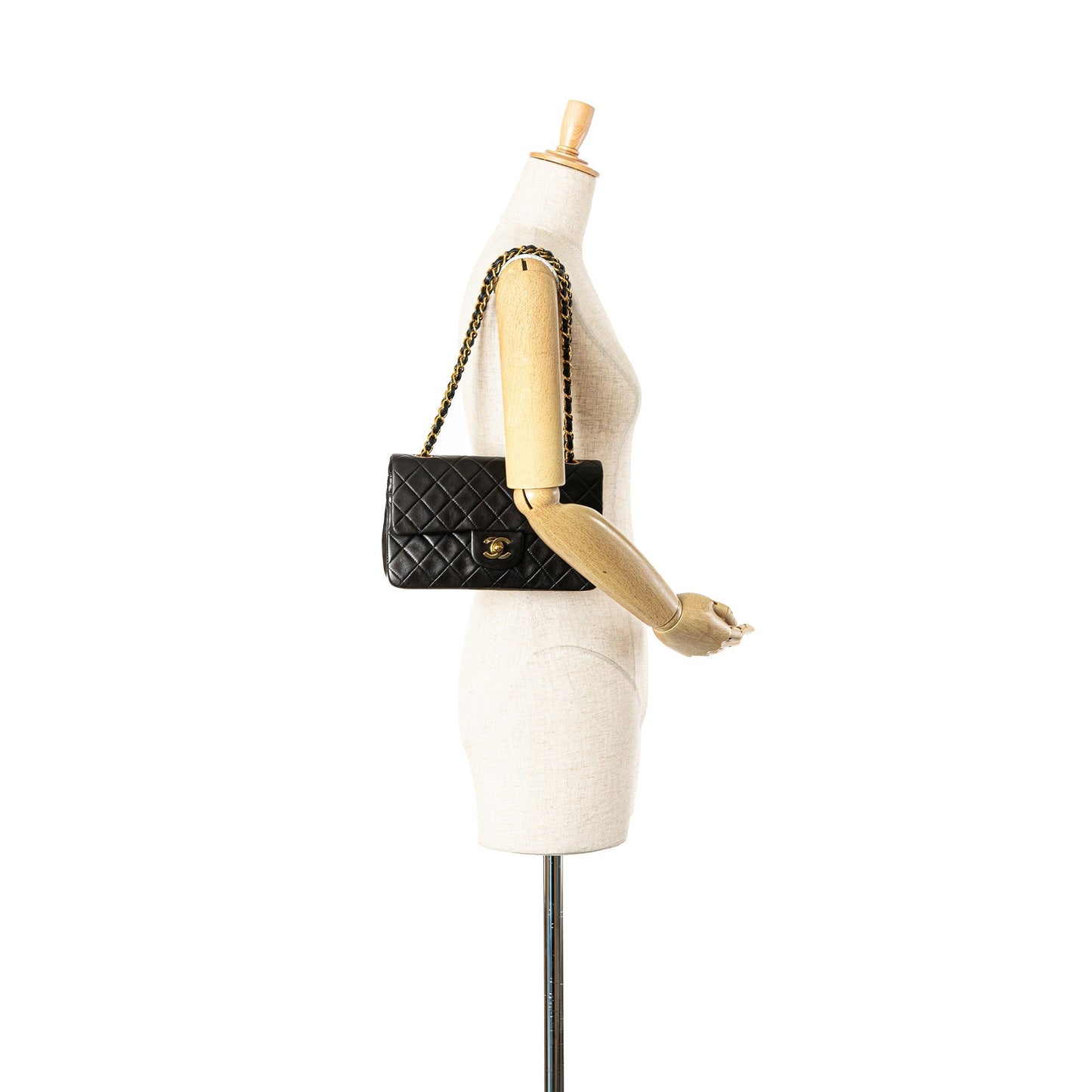 Black Chanel Small Classic Lambskin Double Flap Shoulder Bag