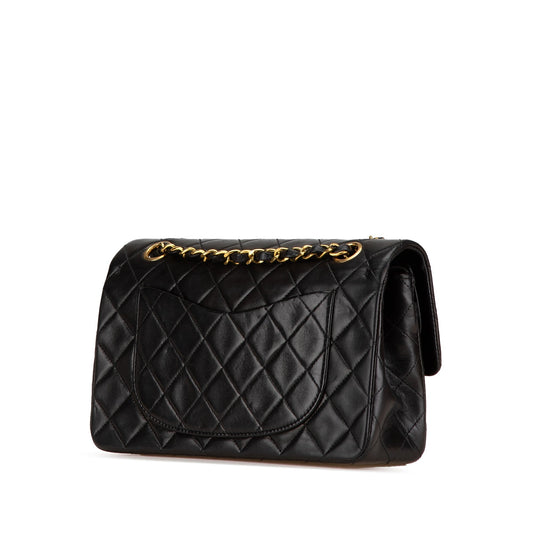 Black Chanel Small Classic Lambskin Double Flap Shoulder Bag