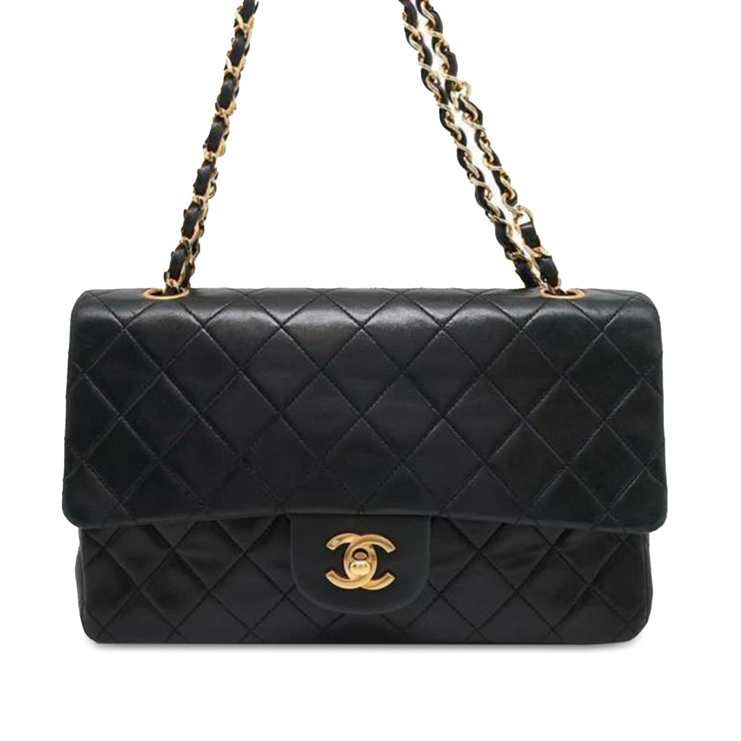 Black Chanel Medium Classic Lambskin Double Flap Shoulder Bag
