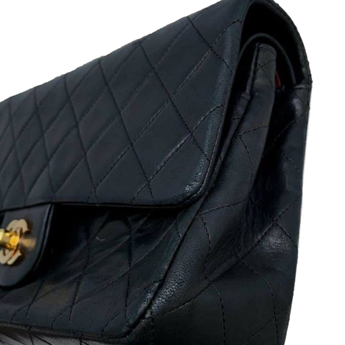 Black Chanel Medium Classic Lambskin Double Flap Shoulder Bag
