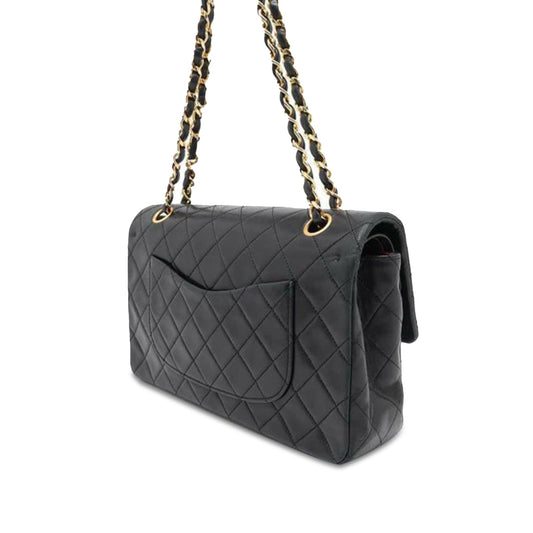 Black Chanel Medium Classic Lambskin Double Flap Shoulder Bag