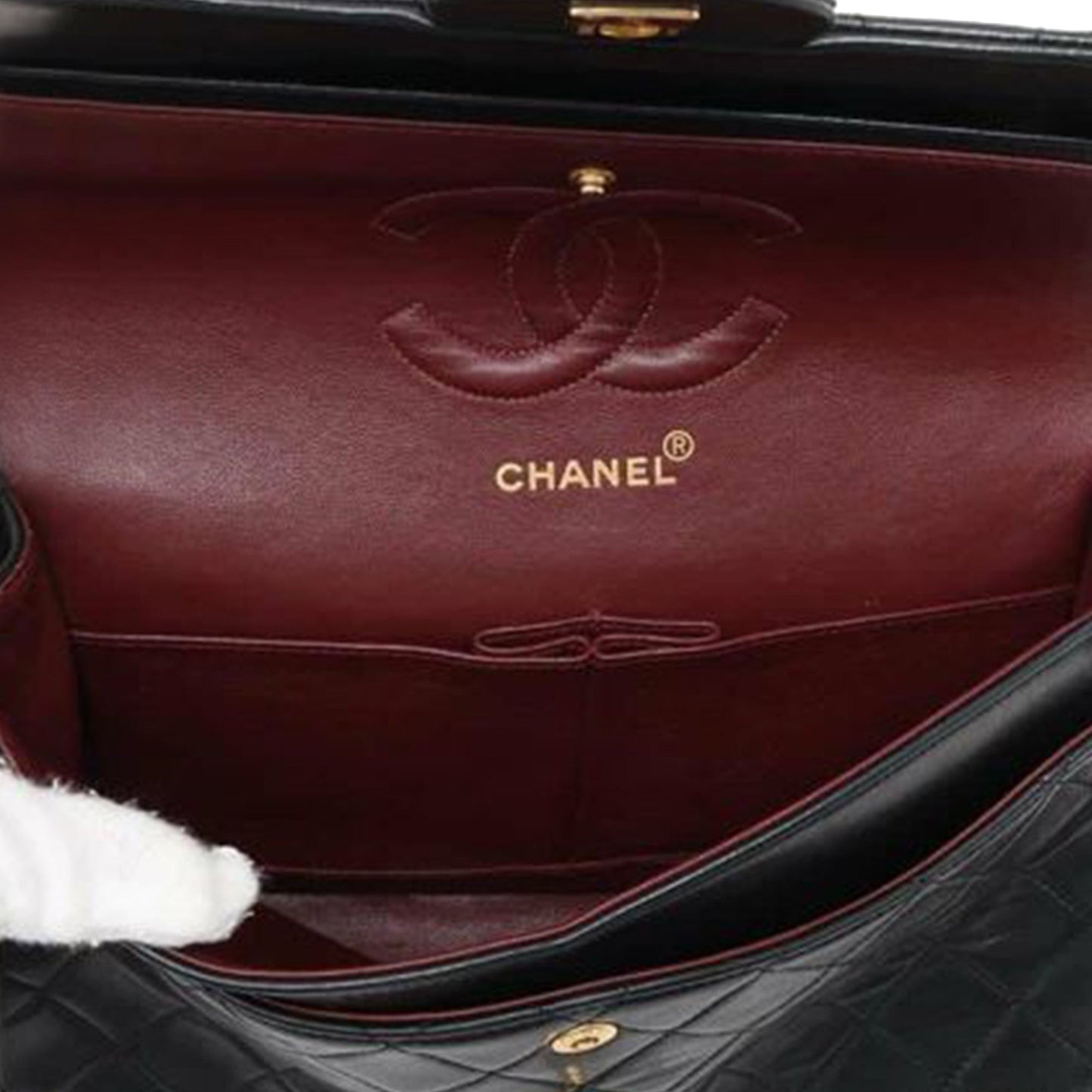 Black Chanel Medium Classic Lambskin Double Flap Shoulder Bag