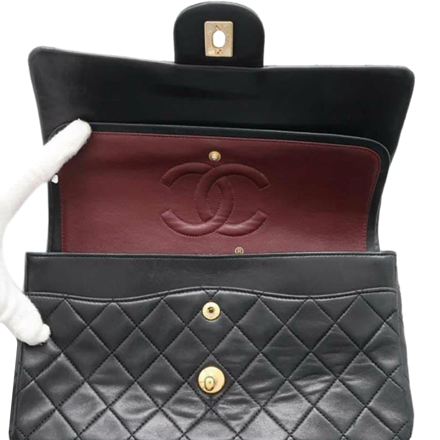 Black Chanel Medium Classic Lambskin Double Flap Shoulder Bag