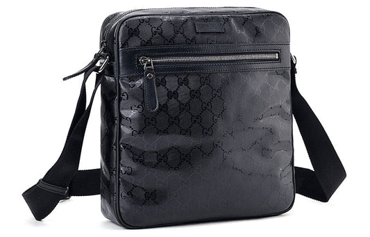 GUCCI Logo Leather Logo Shoulder Messenger Bag Black Classic 201448-FU4CR-1000