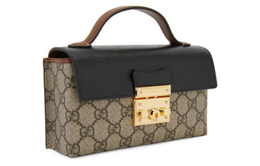 (WMNS) Gucci Padlock Metallic Logo Canvas Box Mini Ebony / Black HandBag 652683-96GAG-9785