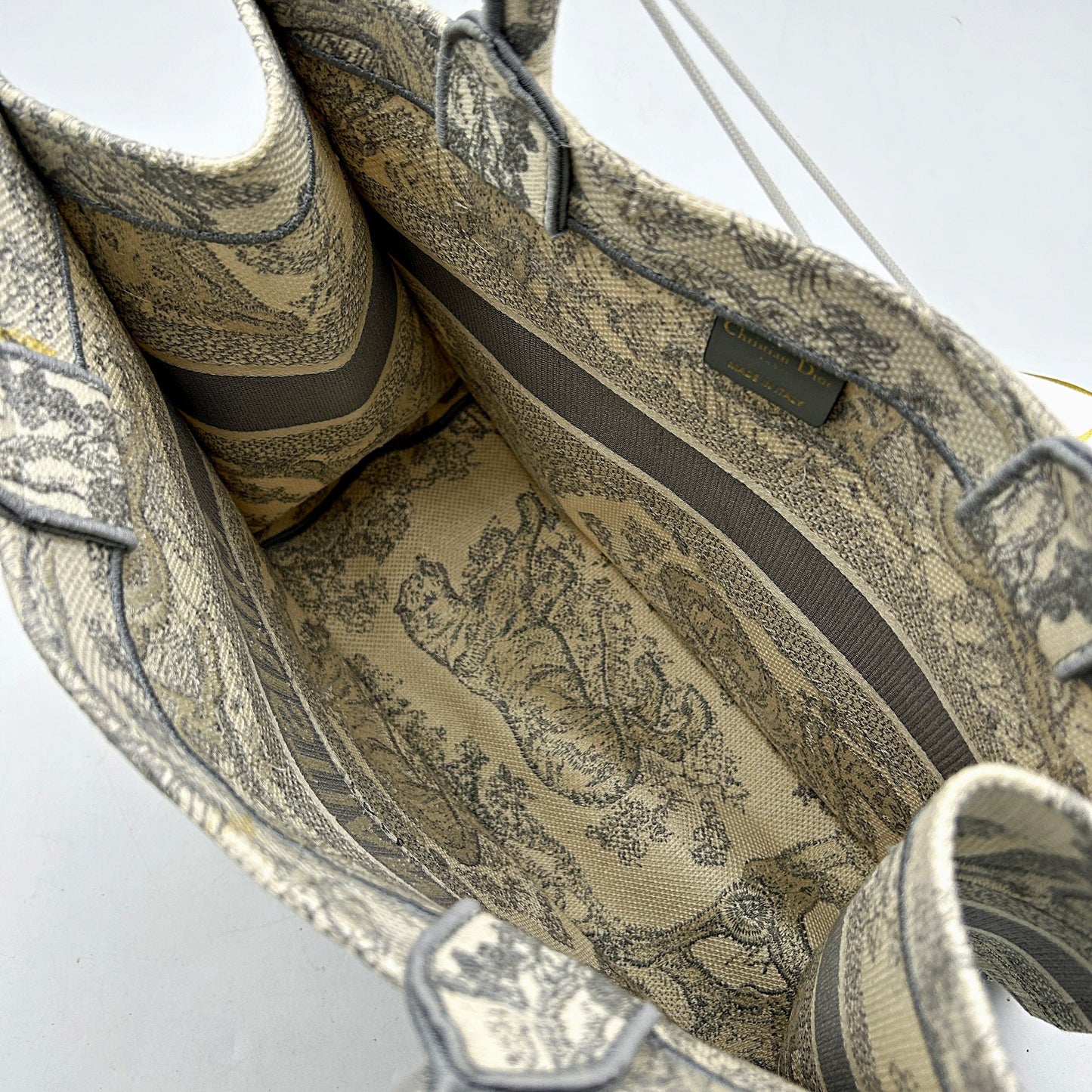 CHRISTIAN DIOR Canvas Embroidered Large Dioriviera Toile De Jouy Book Tote Gray LA46572