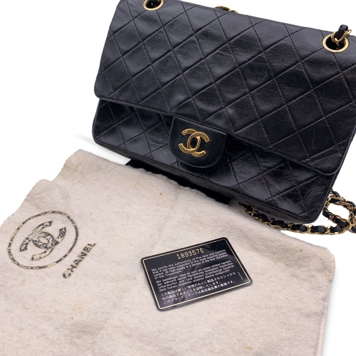 Chanel Vintage Black Quilted Timeless Classic 2.55 Shoulder Bag 25 cm