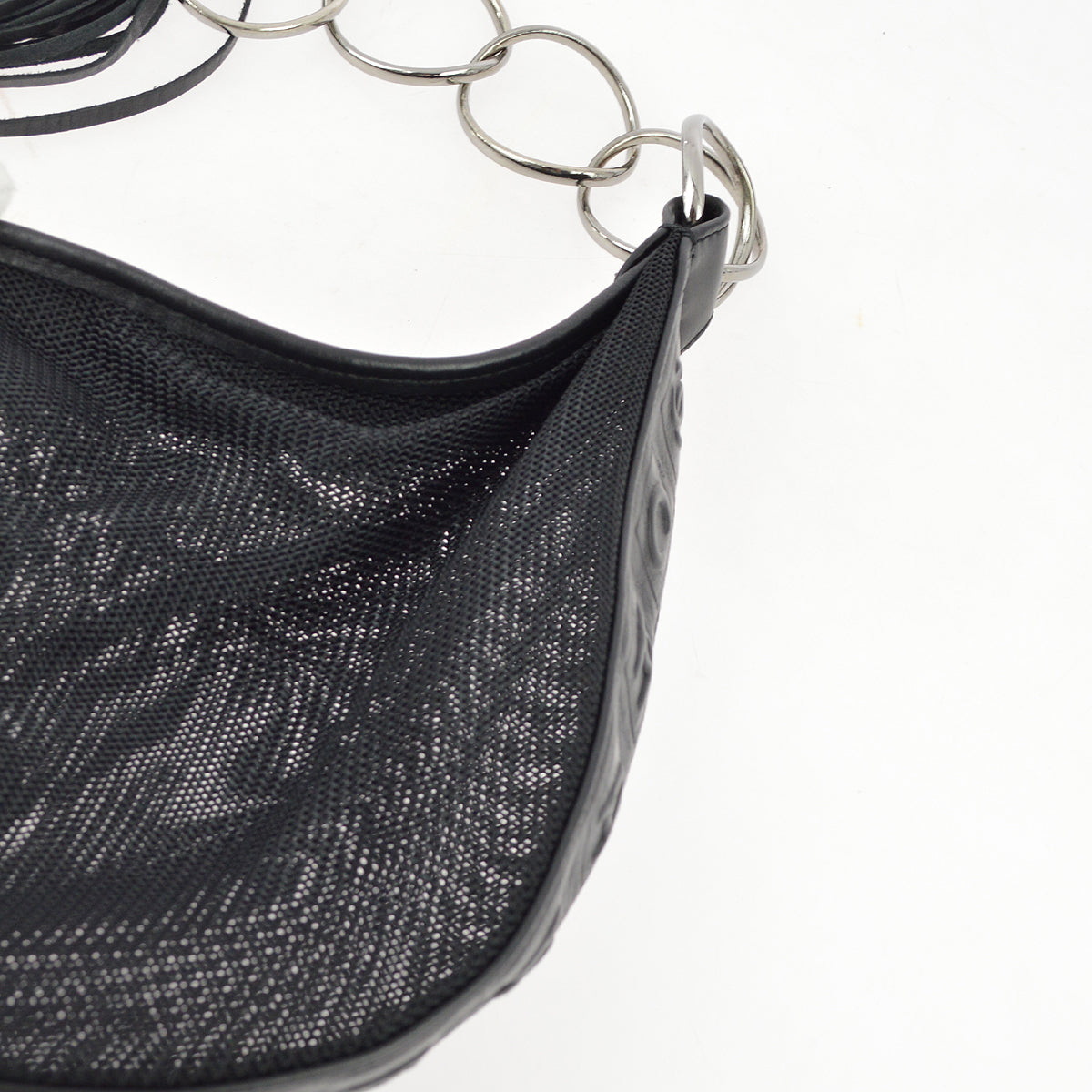 Chanel Black Canvas Fringe Mesh Shoulder Bag