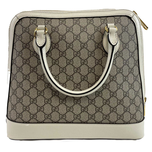 GUCCI GG Supreme 1955 Horsebit Medium Mystic White Top Handle Crossbody