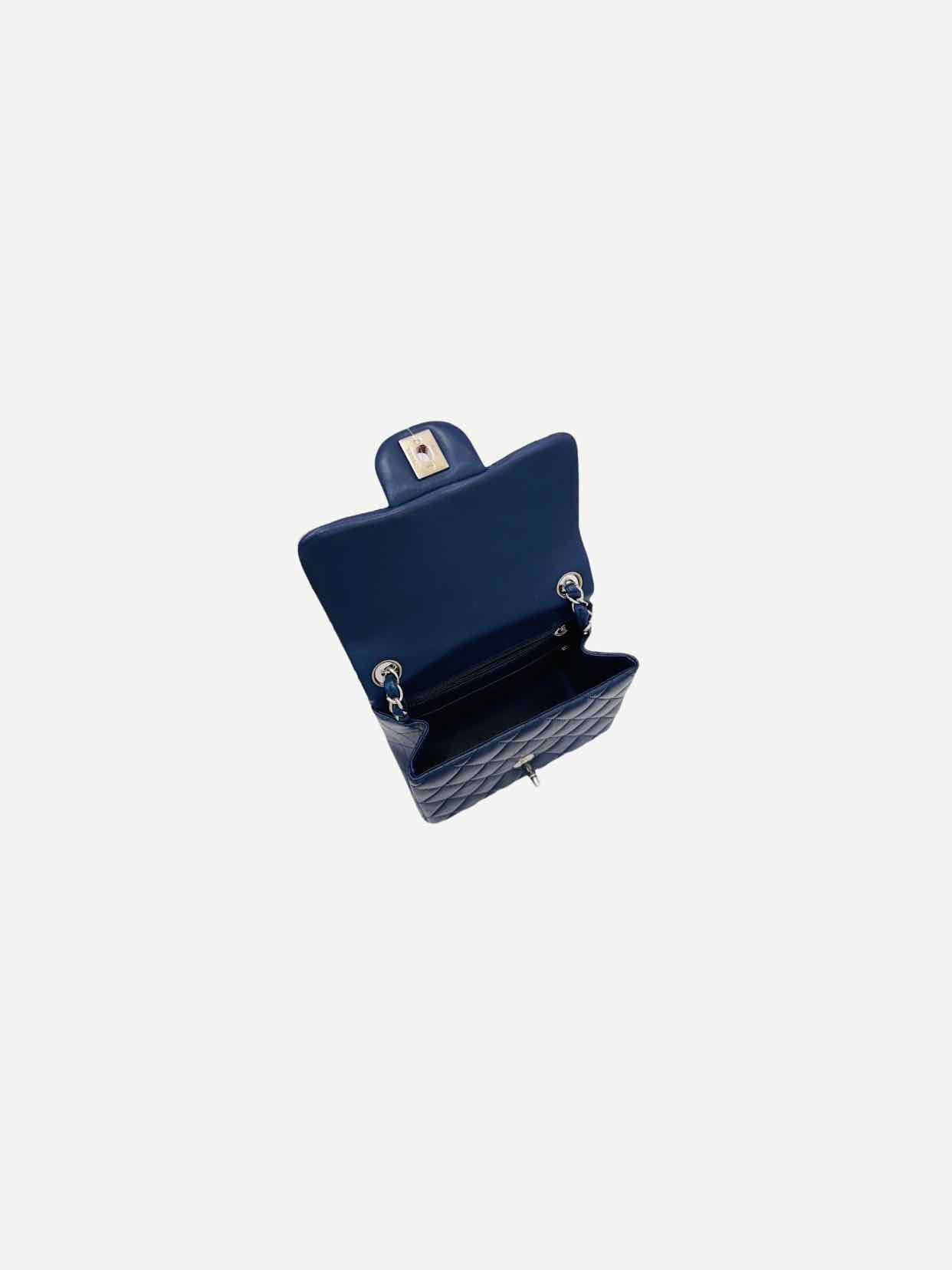CHANEL Square Flap Navy Blue Quilted Shoulder Bag