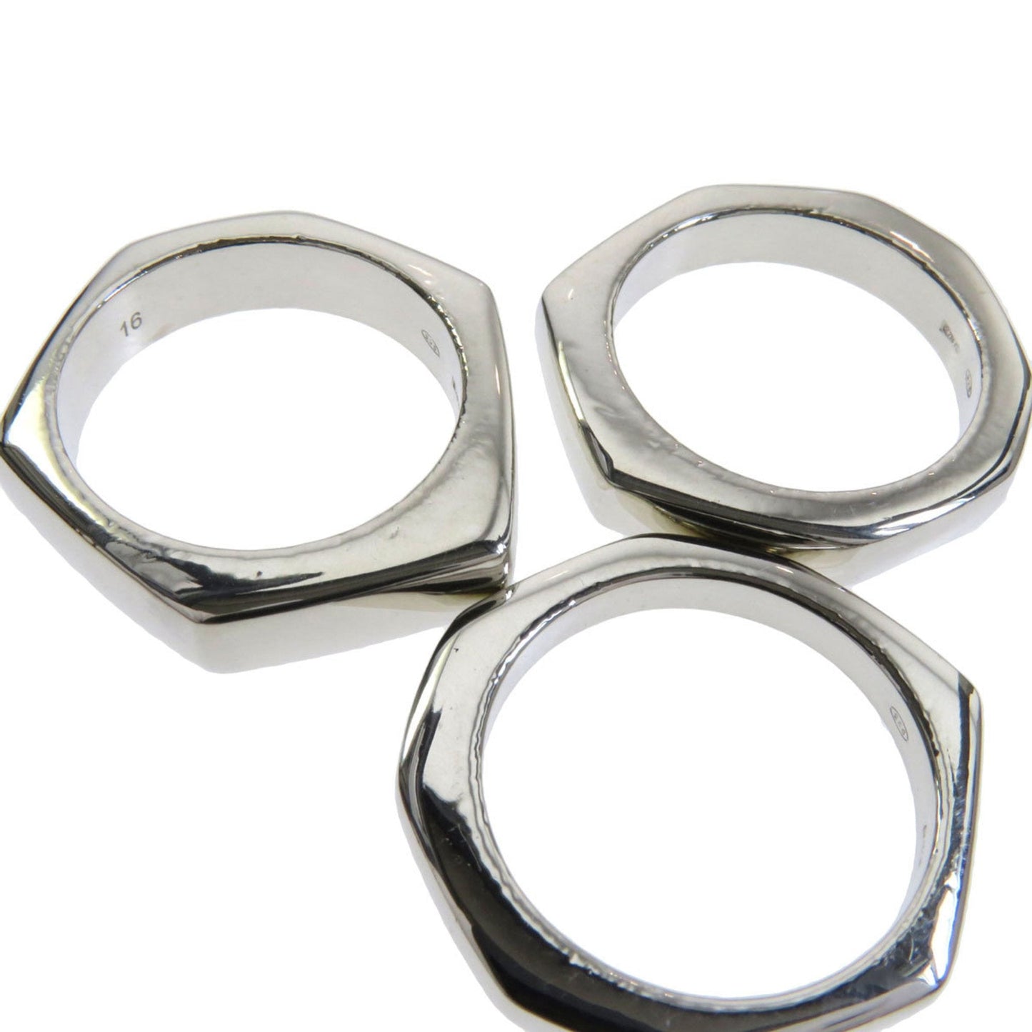 Gucci Triple Hexagon 3 Set Ring/Ring Silver Ladies GUCCI