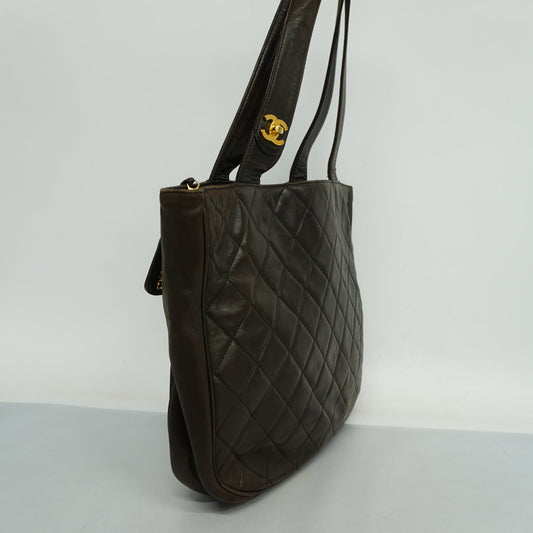CHANELAuth  Matelasse Lambskin Women's Leather Shoulder Bag Black