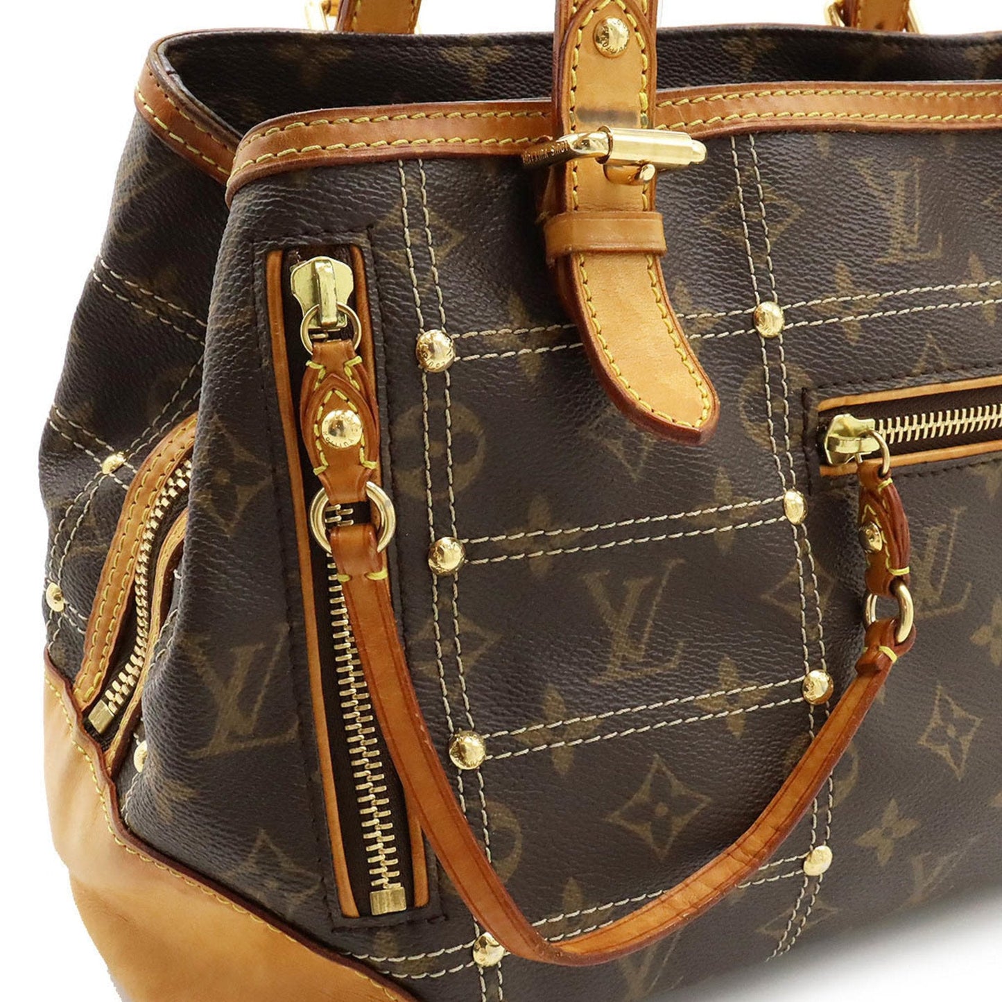 LOUIS VUITTON Monogram Rivet Tote Bag Shoulder Stitch M40140