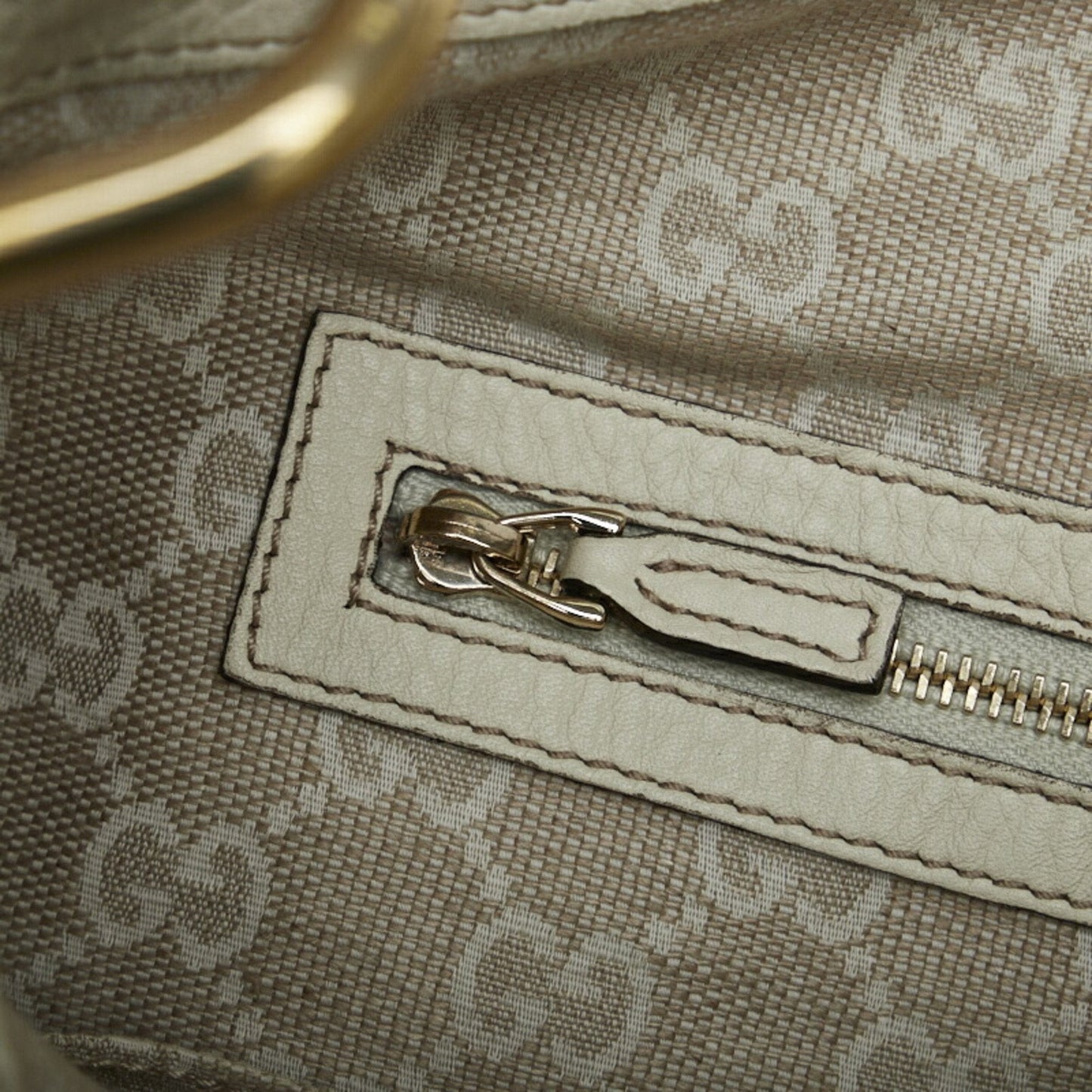 Gucci Bamboo GG Canvas HandBag Shoulder Bag 282315 White Leather Ladies