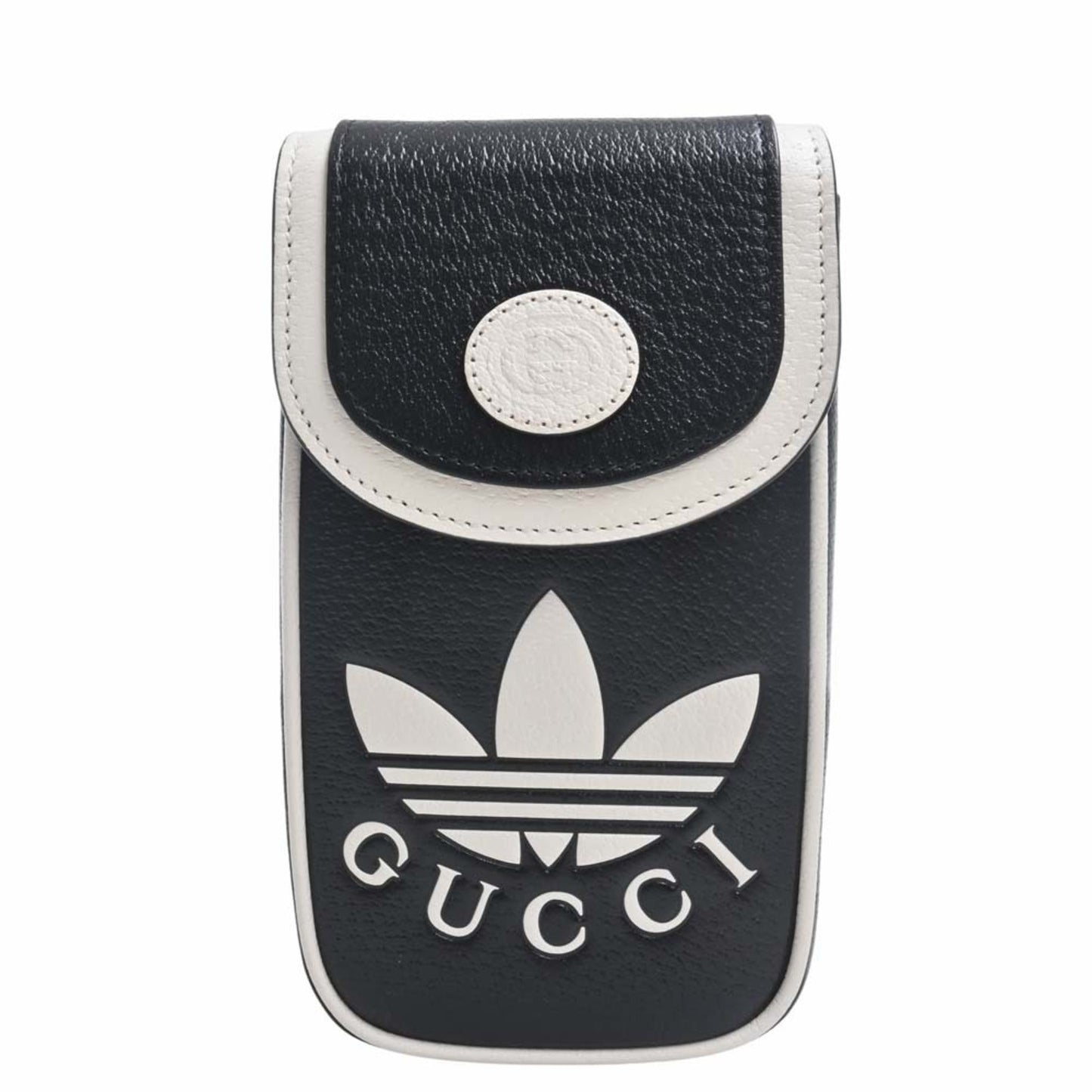 GUCCI Adidas collaboration leather shoulder bag 721794 black ladies