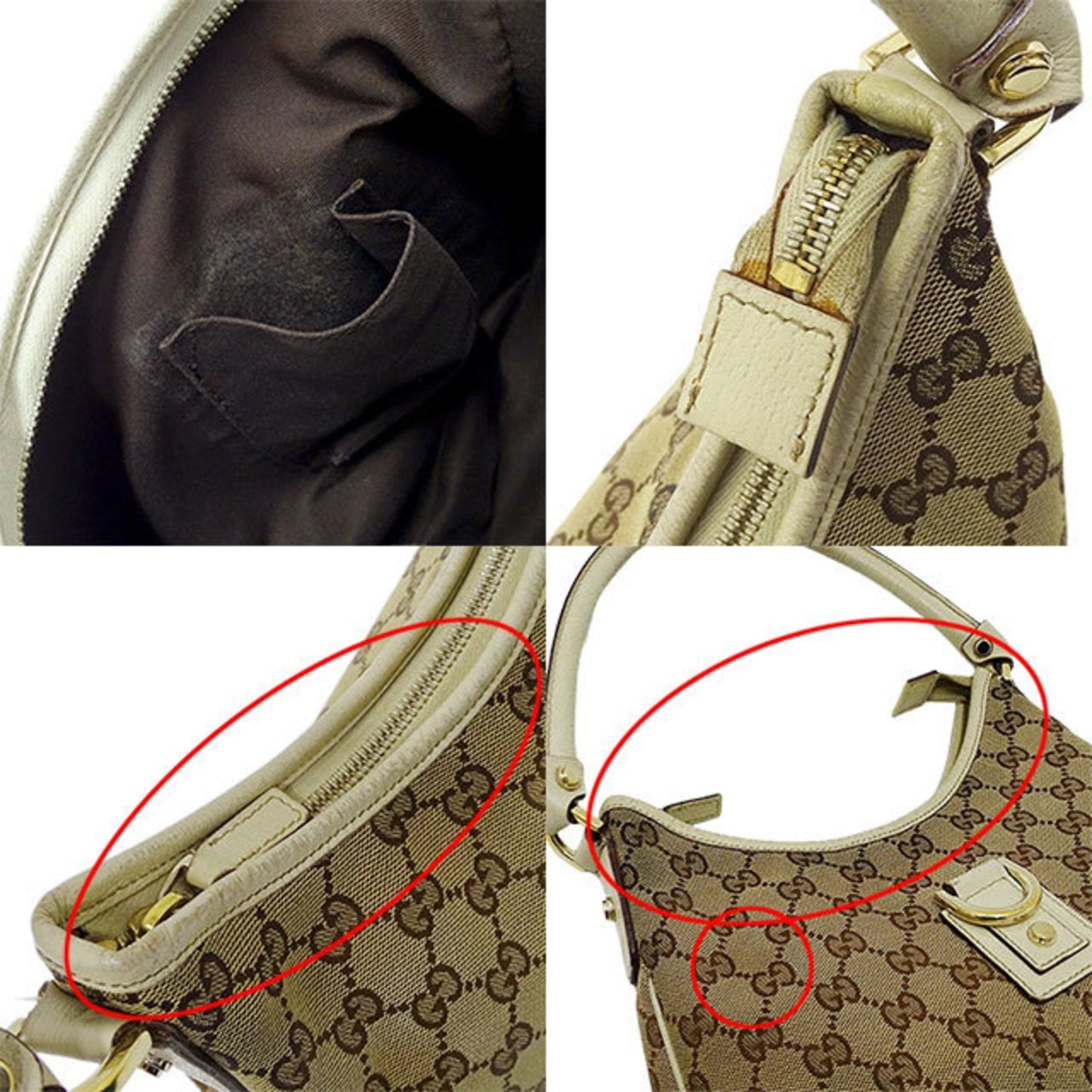 Gucci Bag Ladies Shoulder Handbag Abbey GG Canvas Brown Beige Ivory White 130738