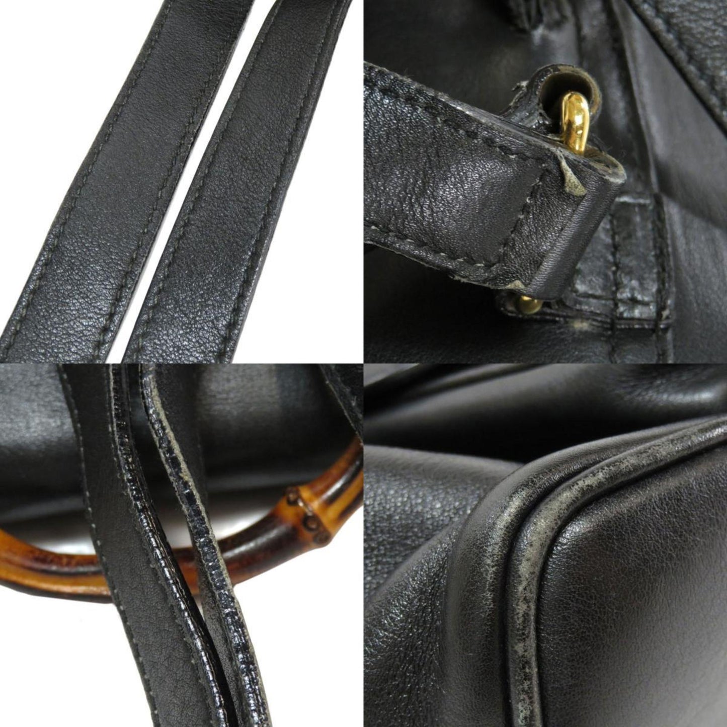 Gucci 003 3444 Bamboo Backpack Daypack Leather Ladies