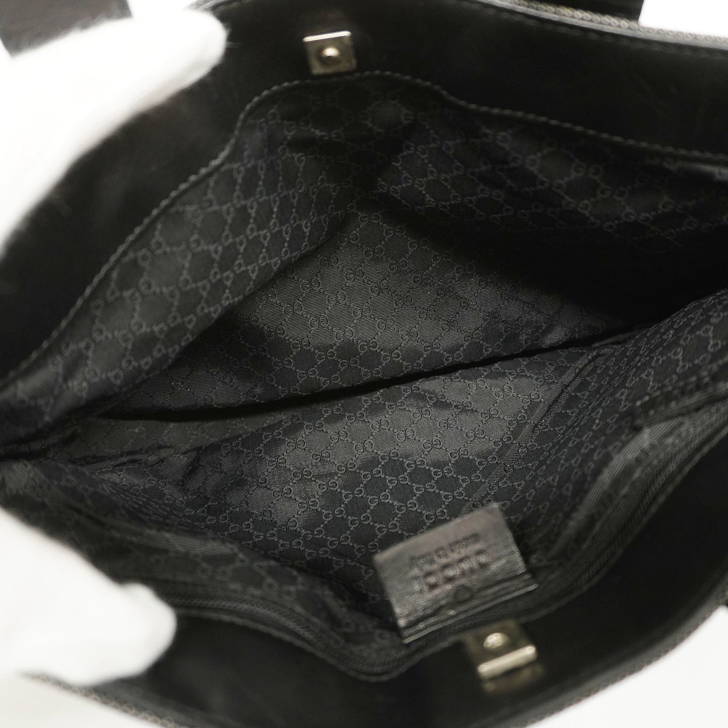GUCCI  Sherry Line 73984 Women's Denim,Leather Tote Bag Black