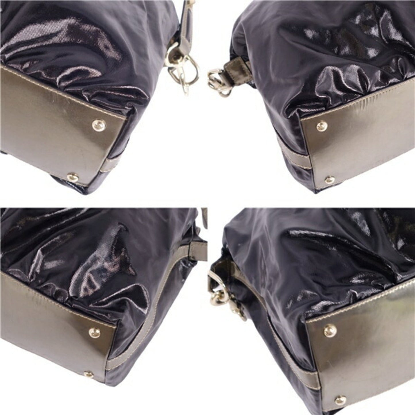 GUCCI bag 2way Boston canvas leather bamboo men's women's black/gold