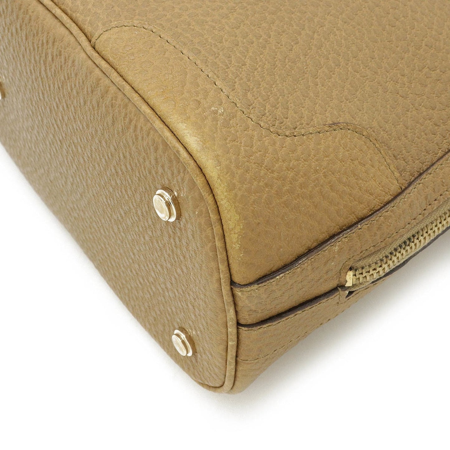 Gucci G Handbag Tote Bag Embossed Leather Camel 145822