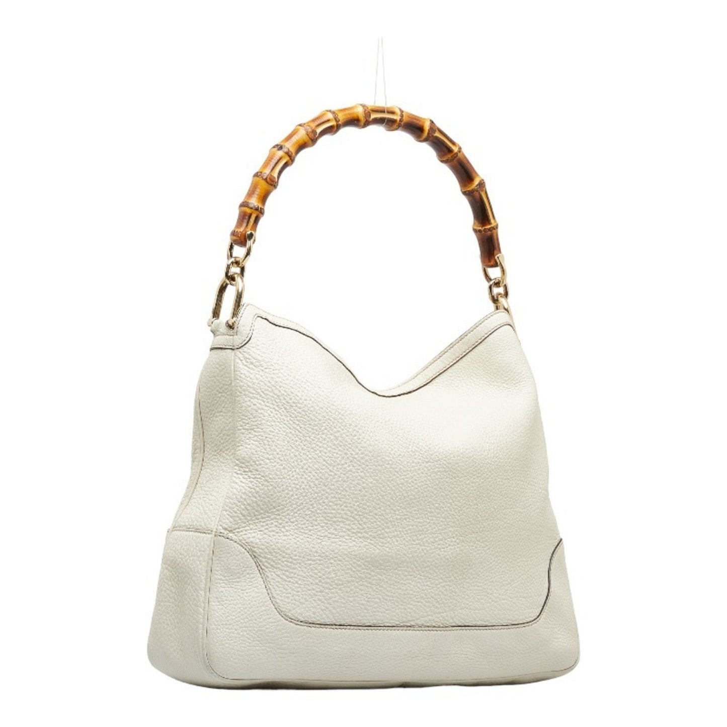 Gucci Bamboo GG Canvas HandBag Shoulder Bag 282315 White Leather Ladies