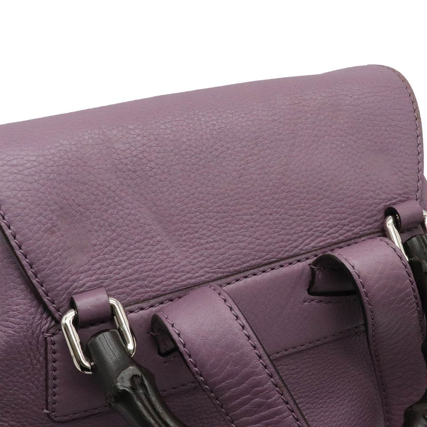 Gucci bamboo rucksack backpack shoulder bag tassel leather dusty purple 370833