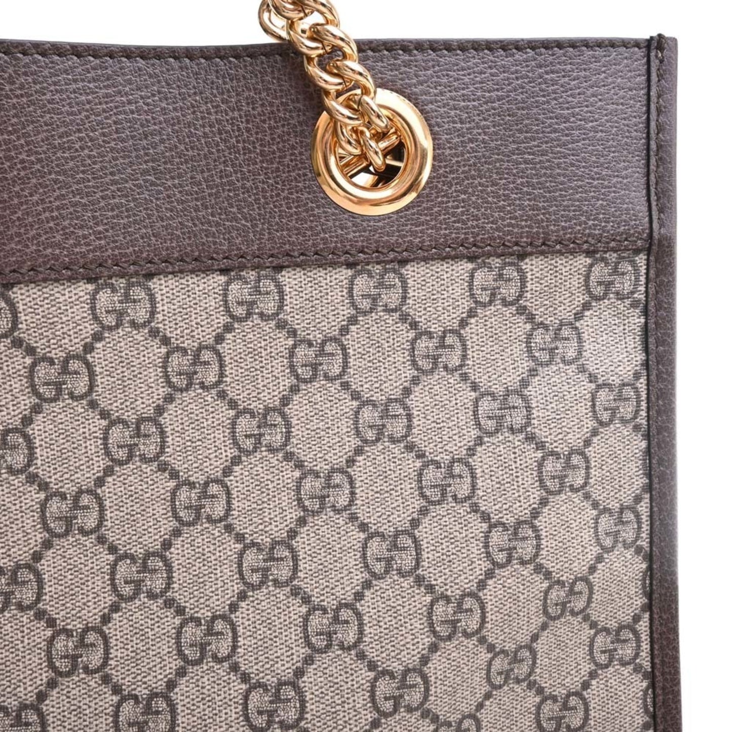 GUCCI Rajah GG Supreme Leather Large Chain Shoulder Bag 537219 Beige Brown Women's