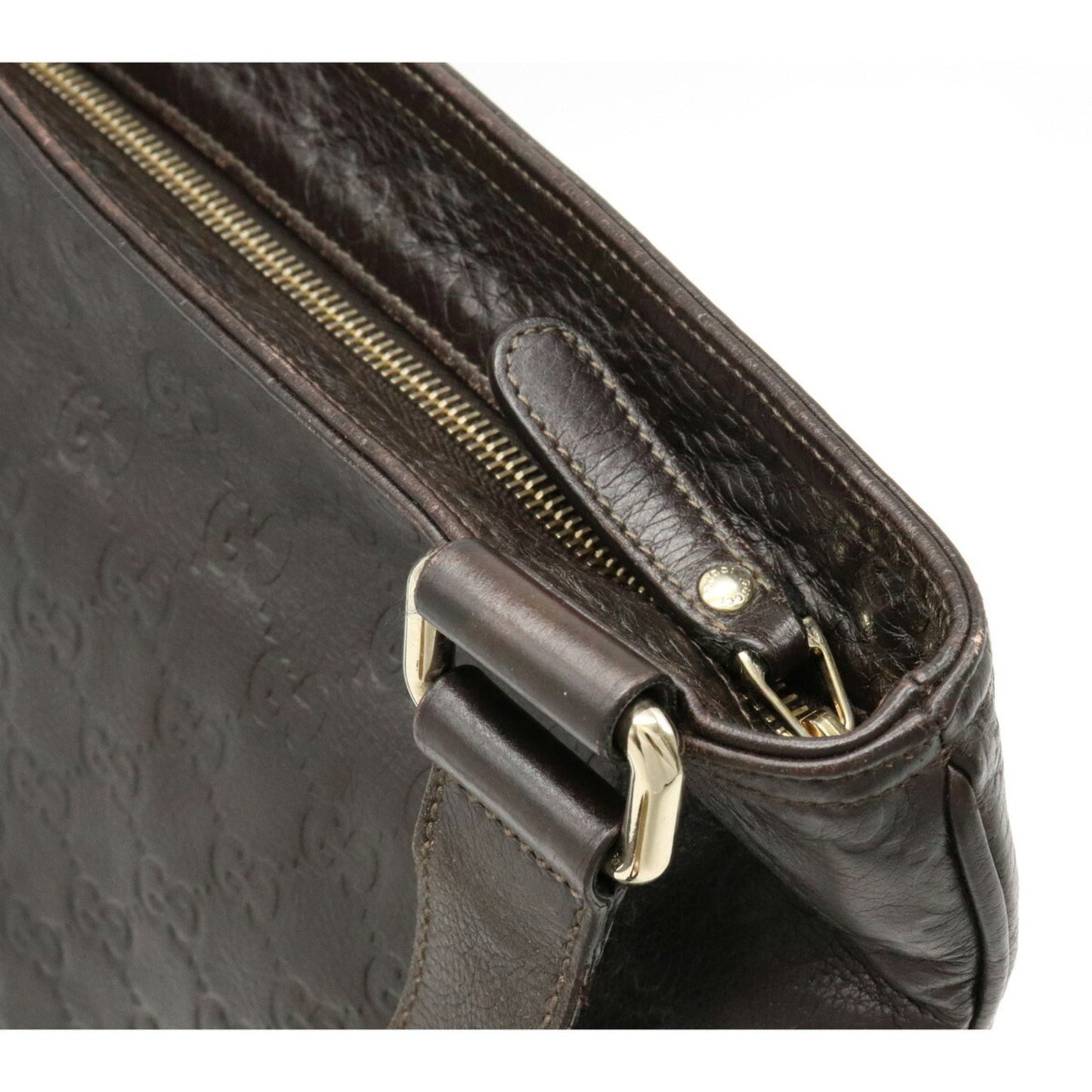 Gucci shoulder bag crossbody leather dark brown 201446
