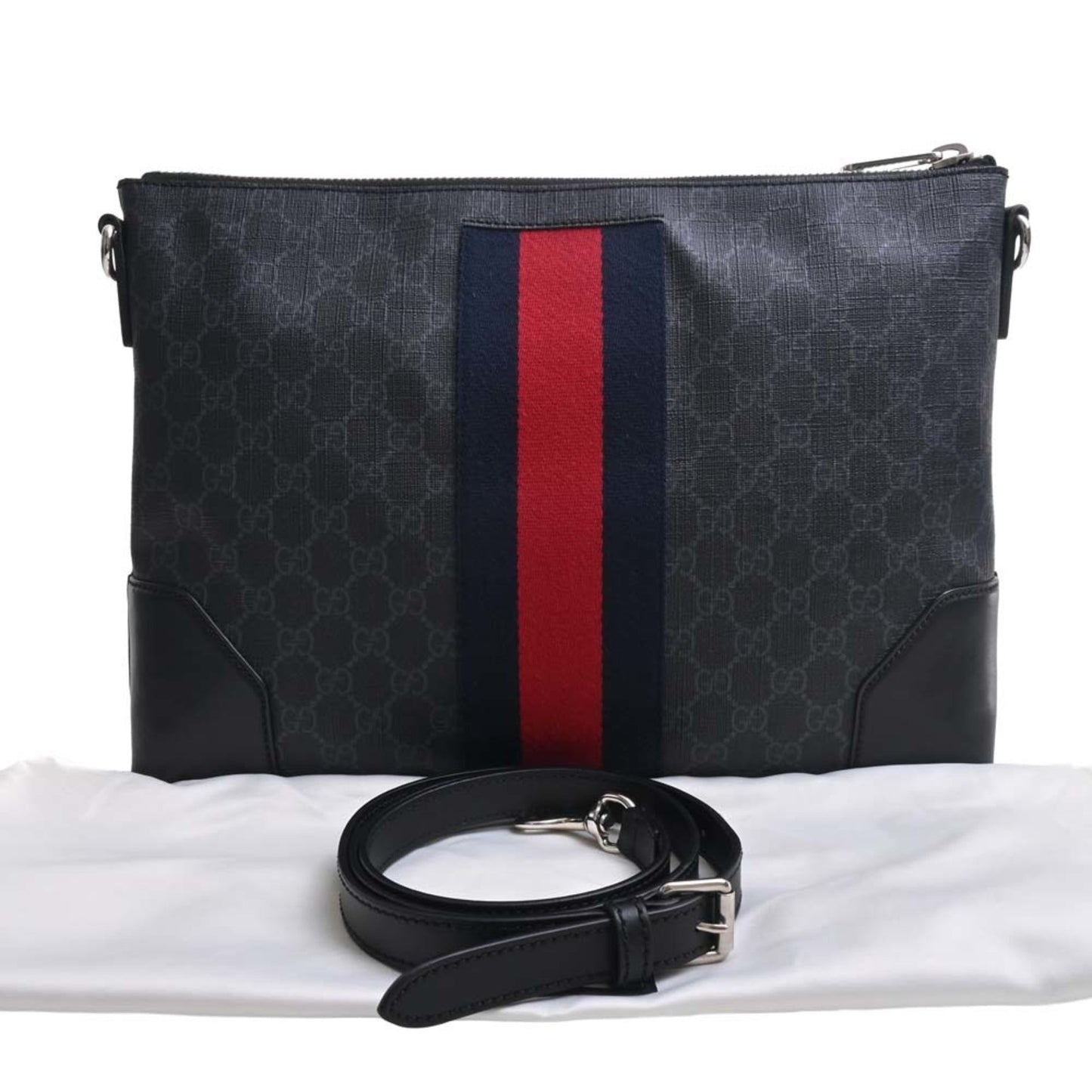 GUCCI GG Supreme Shoulder Bag 474139 Black Men's