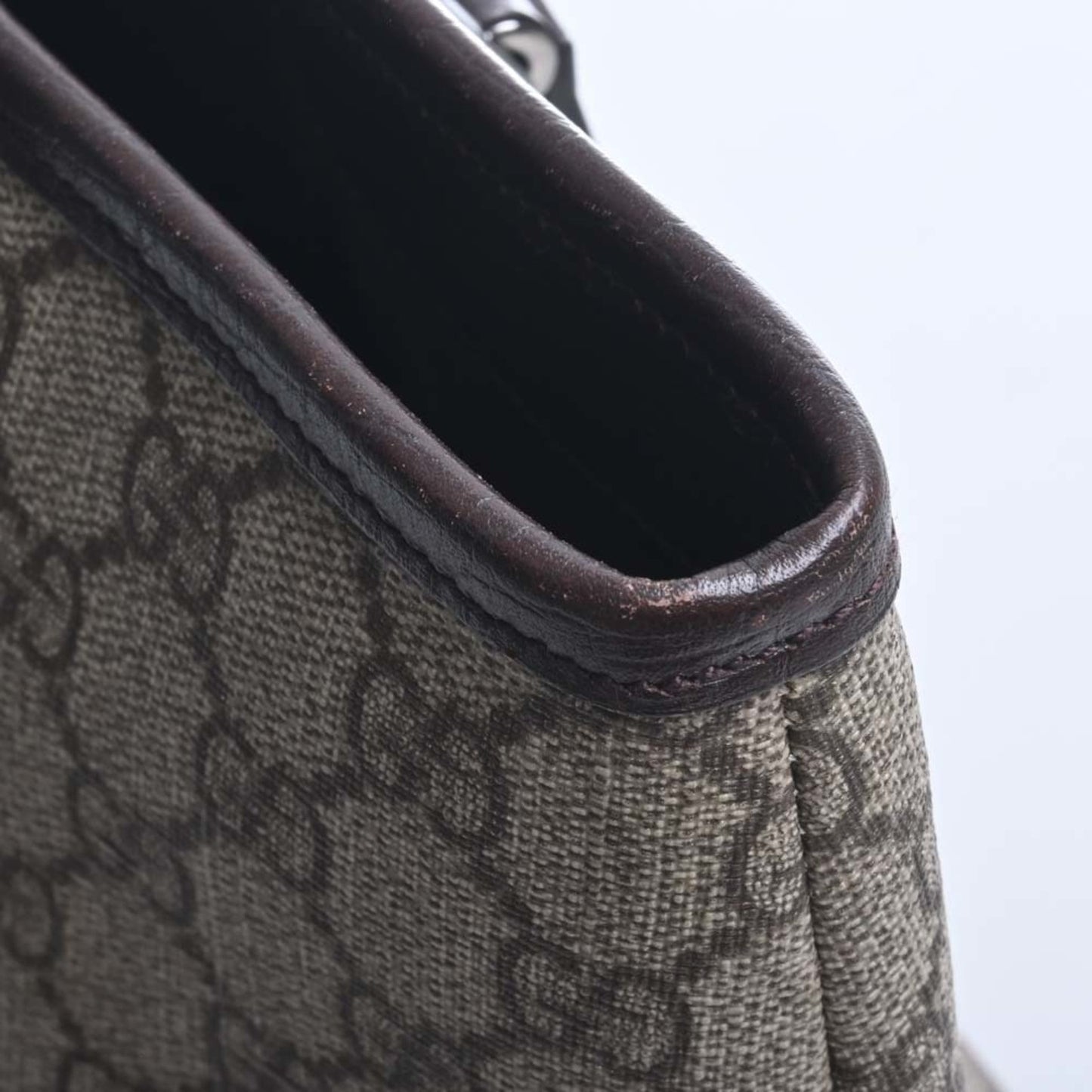 GUCCI GG Supreme Leather Tote Bag 114595 Beige/Brown Women's